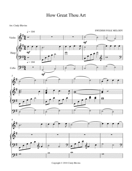 How Great Thou Art Arranged For Harp Violin And Optional Cello Page 2