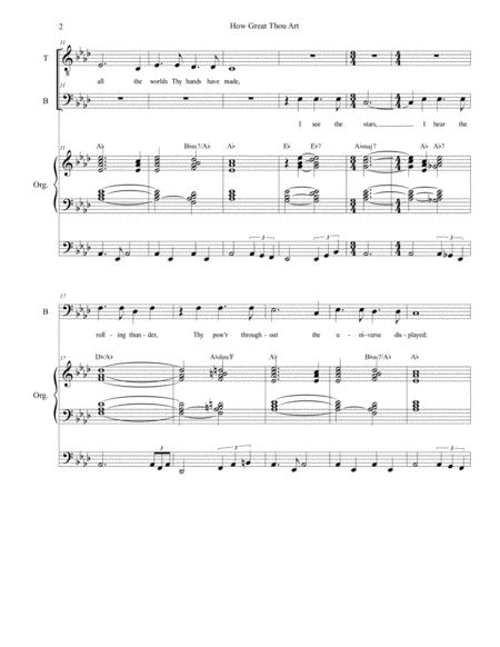 How Great Thou Art Duet For Tenor Bass Solo Organ Accompaniment Page 2