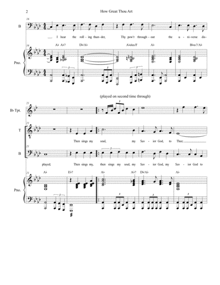 How Great Thou Art For 2 Part Choir Tb Piano Accompaniment Page 2