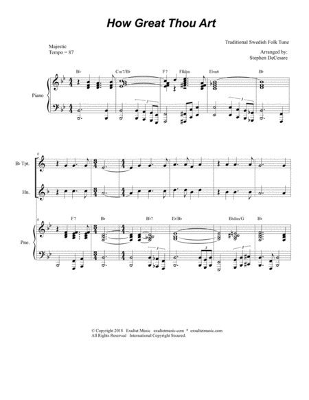 How Great Thou Art For Brass Trio Piano Accompaniment Page 2