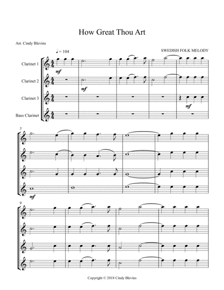 How Great Thou Art For Clarinet Quartet With Bass Clarinet Page 2