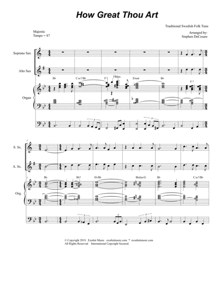 How Great Thou Art For Saxophone Quartet Organ Accompaniment Page 2