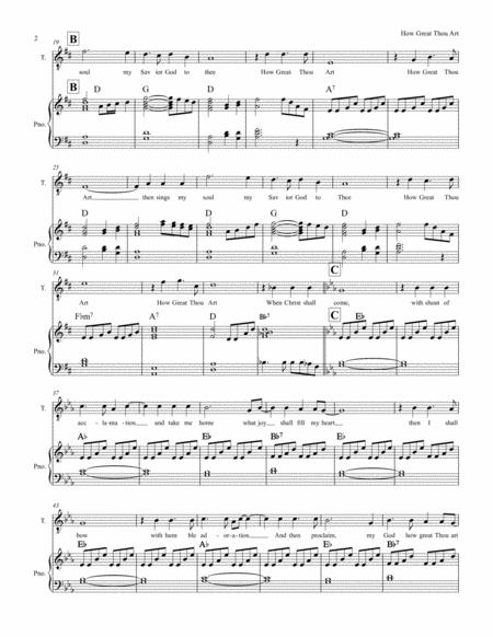 How Great Thou Art Tenor Vocal Solo W Piano Accomp Page 2