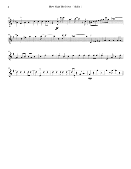 How High The Moon String Quartet Page 2