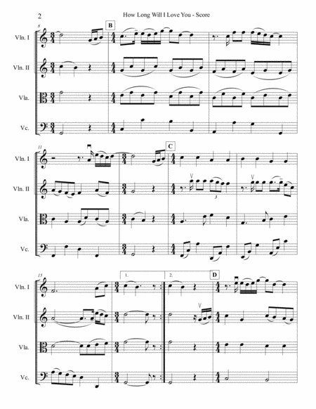 How Long Will I Love You For String Quartet Page 2