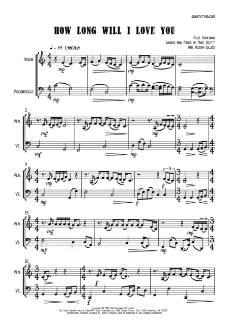 How Long Will I Love You String Duo Vln Vc Page 2