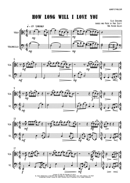 How Long Will I Love You Viola And Cello Duet Page 2