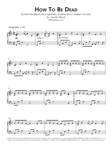 How To Be Dead Early Intermediate Piano Page 2