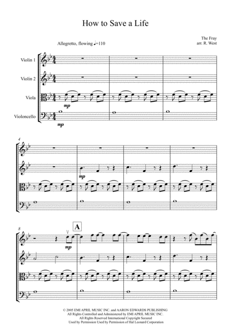 How To Save A Life Arranged For String Quartet Page 2