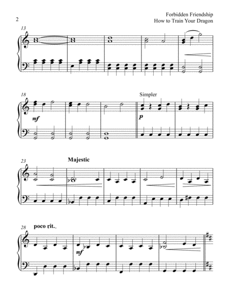 How To Train Your Dragon Forbidden Friendship Easy Piano Solo Page 2