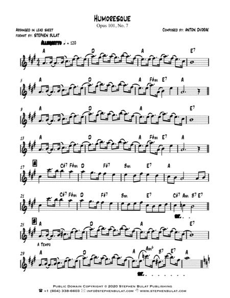 Humoresque Dvorak Lead Sheet Key Of A Page 2