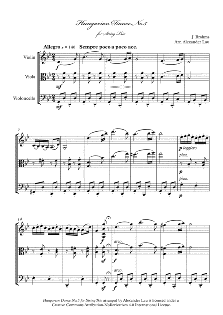 Hungarian Dance No 5 For String Trio Page 2