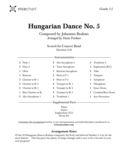 Hungarian Dance No 5 Score Parts Page 2