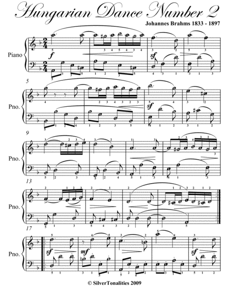 Hungarian Dance Number 2 Elementary Piano Sheet Music Page 2