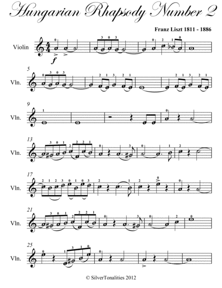 Hungarian Rhapsody Number 2 Easy Violin Sheet Music Page 2