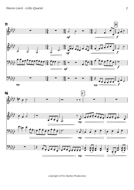 Huron Carol Cello Quartet Page 2