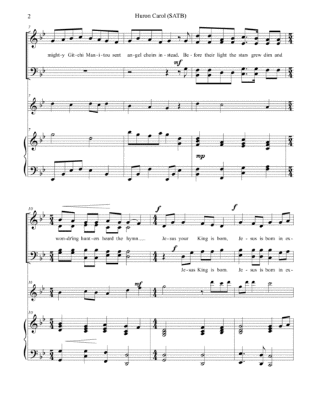 Huron Carol Satb Twas In The Moon Of Wintertime Page 2