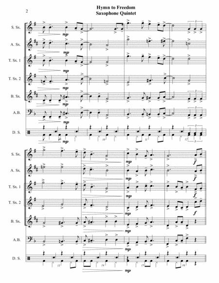 Hymn To Freedom Saxophone Quintet Sattb Intermediate Page 2