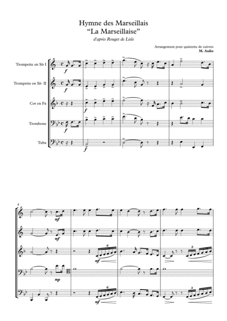 Hymne Des Marseillais French National Anthem For Brass Quintet Score And Parts Page 2