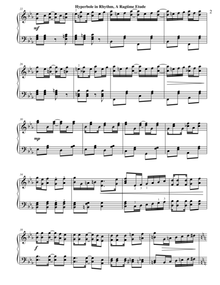 Hyperbole In Rhythm A Ragtime Etude From New Ragtime Piano Music Page 2