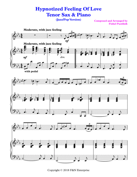 Hypnotized Feeling Of Love For Tenor Sax And Piano Video Page 2