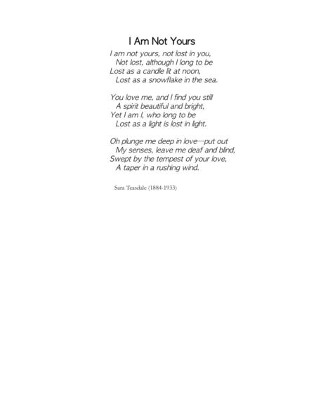 I Am Not Yours Sara Teasdale Page 2