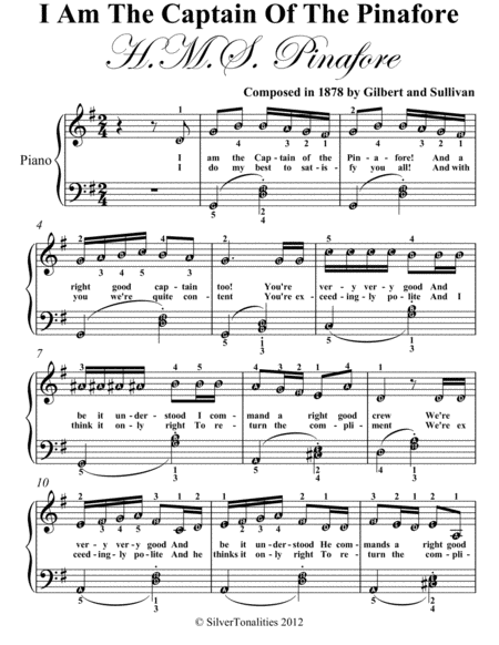 I Am The Captain Of The Pinafore Easy Piano Sheet Music Page 2