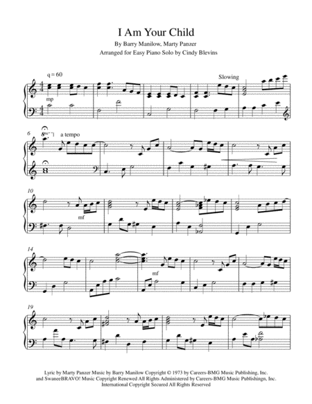 I Am Your Child Easy Piano Solo Page 2