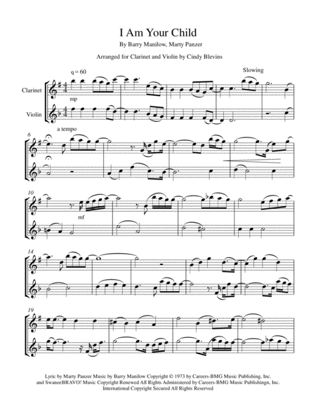 I Am Your Child For Clarinet And Violin Page 2