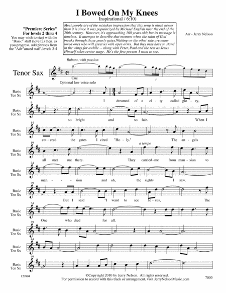 I Bowed On My Knees And Cried Holy Arrangements Level 2 4 For Tenor Sax Written Acc Hymn Page 2