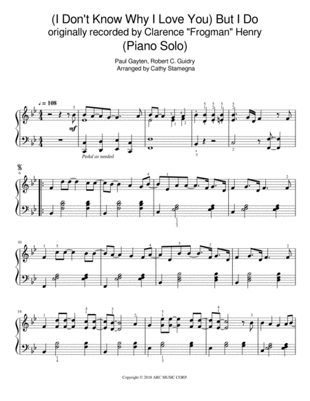 I Dont Know Why I Love You But I Do Intermediate Piano Solo Page 2