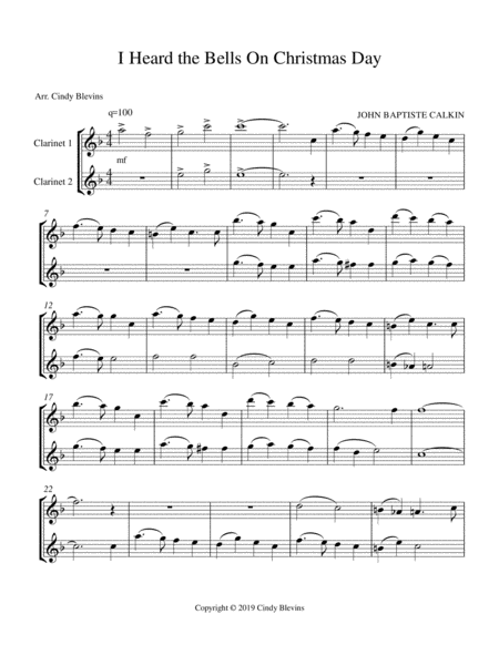 I Heard The Bells On Christmas Day For Clarinet Duet Page 2