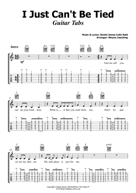 I Just Cant Be Tied Guitar Tabs Arrangement Page 2