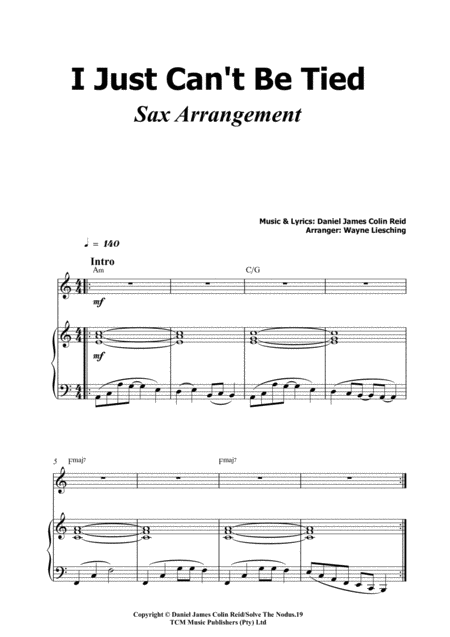 I Just Cant Be Tied Sax Piano Arrangement Page 2