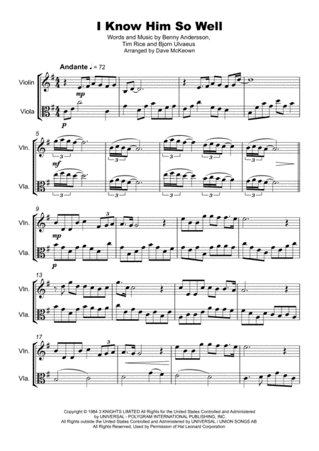 I Know Him So Well Duet For Violin And Viola Page 2