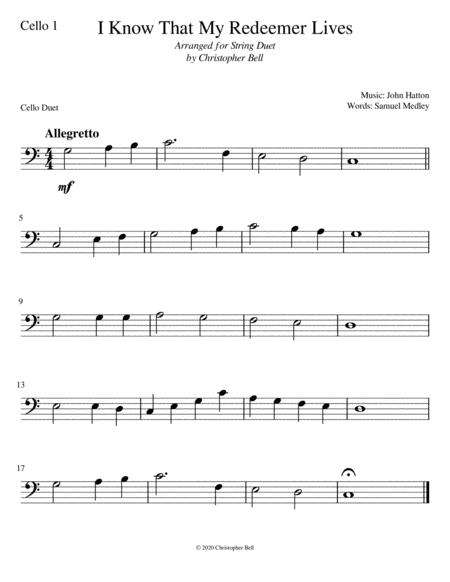 I Know That My Redeemer Lives Easy Cello Duet Page 2