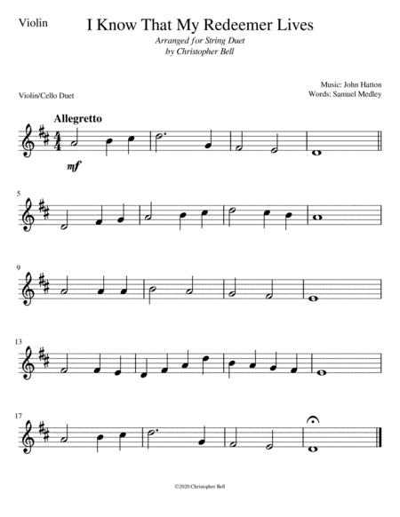 I Know That My Redeemer Lives Easy Violin Cello Duet Page 2
