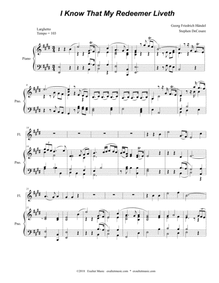 I Know That My Redeemer Liveth For Flute Solo Piano Page 2