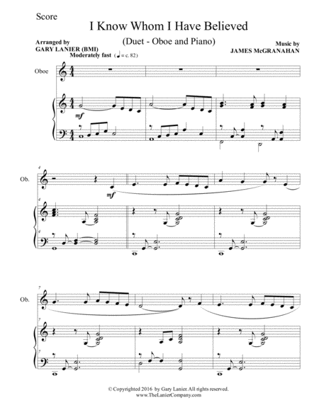 I Know Whom I Have Believed Duet Oboe Piano With Score Part Page 2