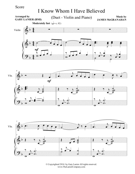 I Know Whom I Have Believed Duet Violin Piano With Score Part Page 2