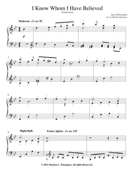 I Know Whom I Have Believed Solo Piano Pdf Page 2