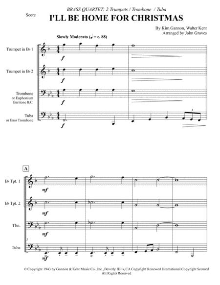 I Ll Be Home For Christmas 2 Trumpet Trombone Tuba Brass Quartet Page 2