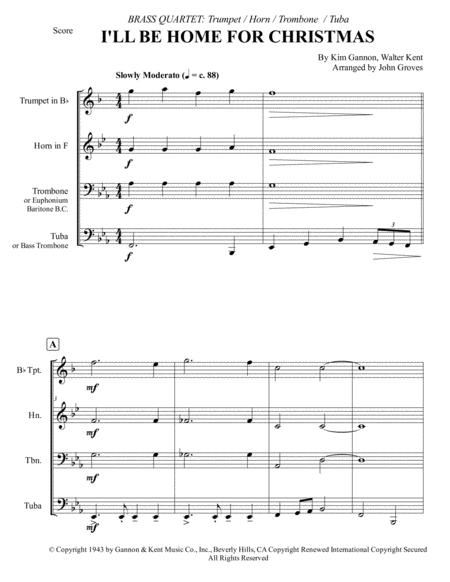 I Ll Be Home For Christmas Trumpet Horn Trombone Tuba Brass Quartet Page 2