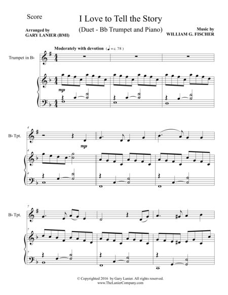 I Love To Tell The Story Duet Bb Trumpet Piano With Parts Page 2