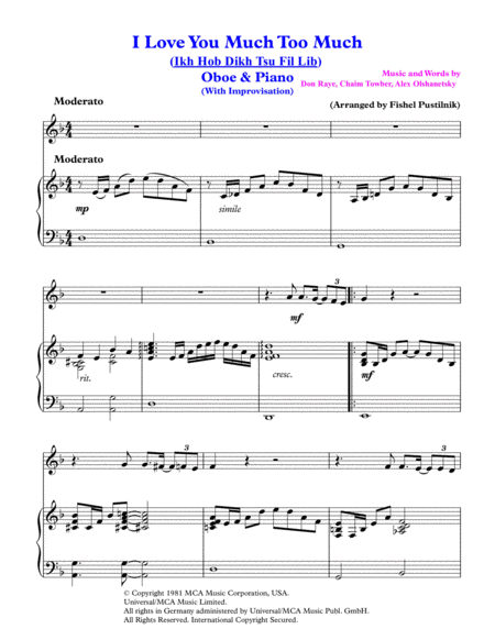I Love You Much Too Much For Oboe And Piano Video Page 2