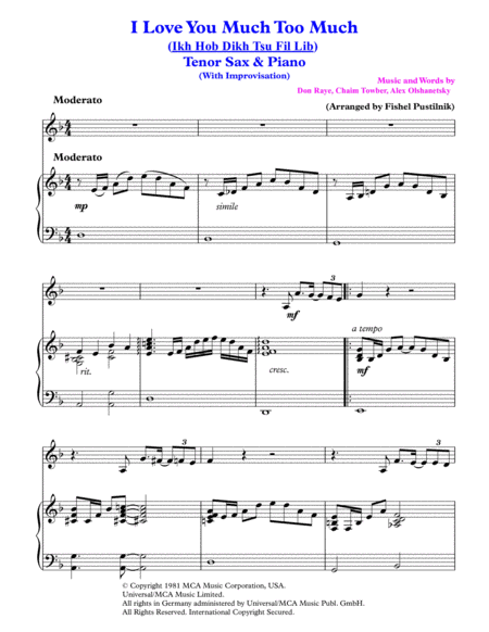 I Love You Much Too Much For Tenor Sax And Piano Video Page 2