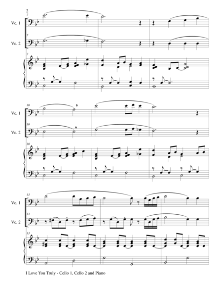 I Love You Truly Trio Cello 1 Cello 2 And Piano With Score And Parts Page 2