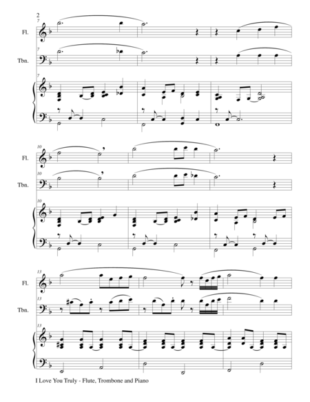 I Love You Truly Trio Flute Trombone And Piano With Score And Parts Page 2