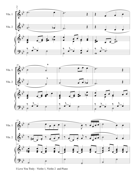 I Love You Truly Trio Violin 1 Violin 2 And Piano With Score And Parts Page 2