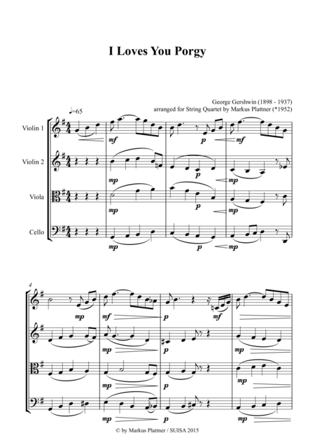 I Loves You Porgy For String Quartet Page 2